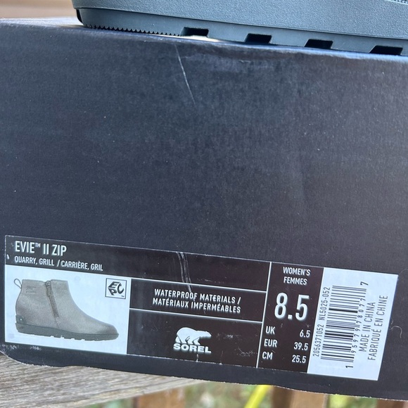 Sorel Evie II Zip Waterproof Boots Women’s 8.5 Quarry Gray NWT New in Box - Picture 3 of 7